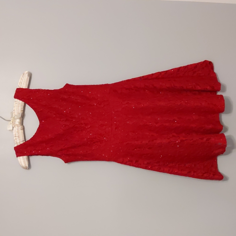 ☀️ Speechless Dark Red Glitter Lace Mini Dress